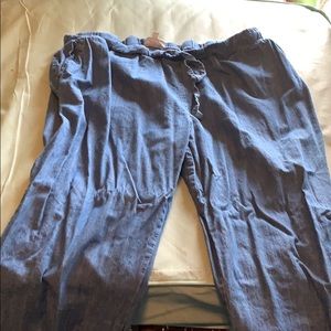 Woman within drawstring denim